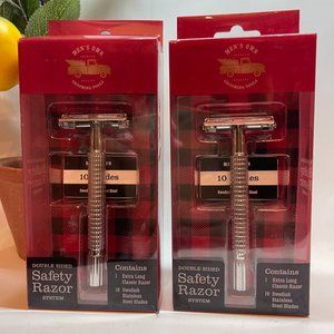NEW Men's Own Xtra Long Double Sided Safety Razor w/ 10 Stainless Swedish Blades